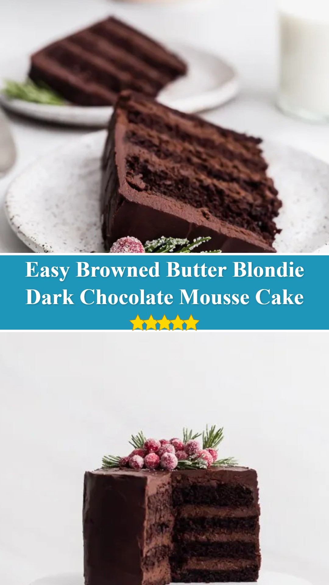 Dark Chocolate Mousse Cake - Browned Butter Blondie