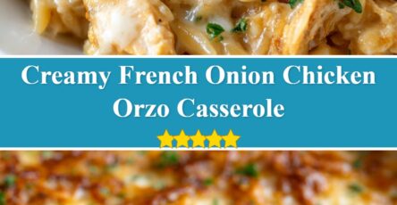 French Onion Chicken Orzo Casserole