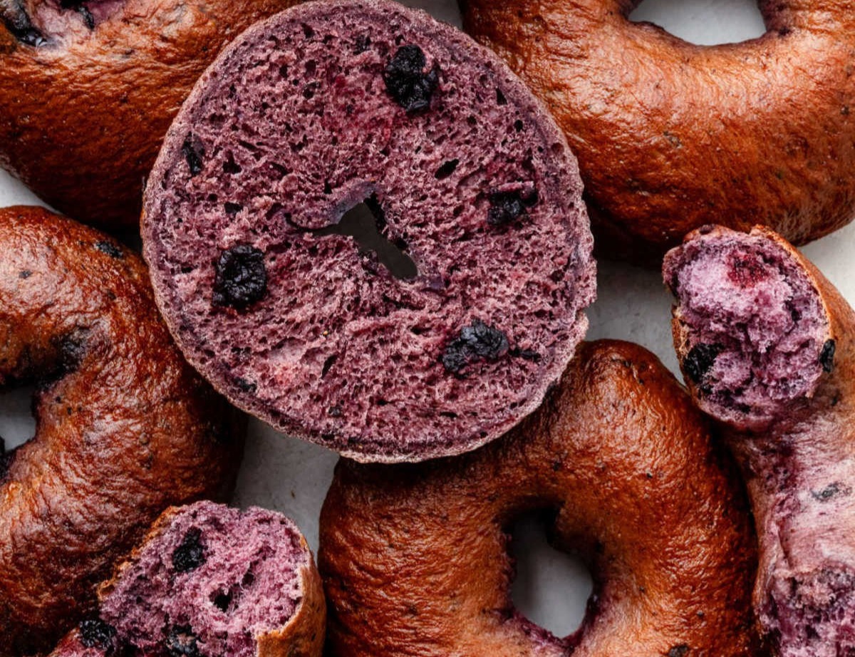 Homemade Blueberry Bagels top view