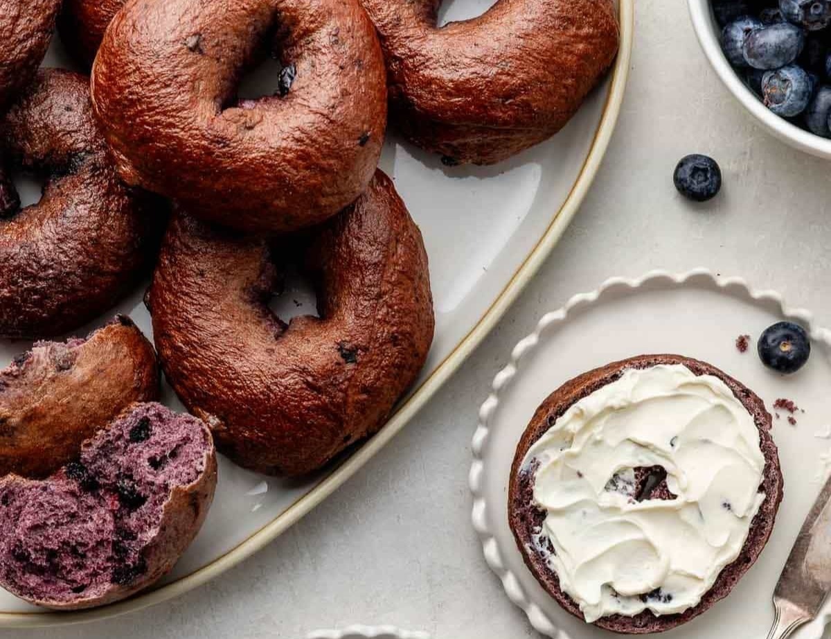 Homemade Blueberry Bagels suggested serving